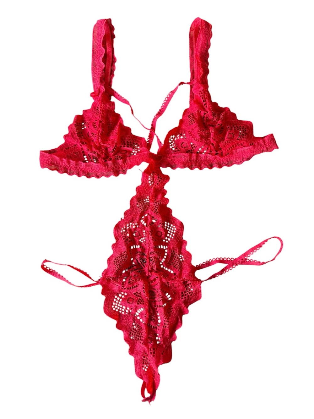 Glitter NWOT Red Lace One-Piece Teddy Bodysuit -
